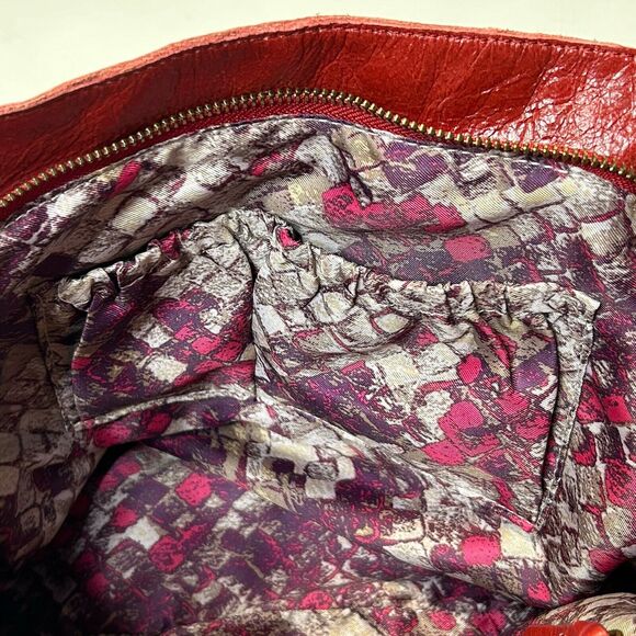 ELLIOT LUCCA Dome Satchel Bag | Faro Red Glazed Crackled Leather Crossbody - Picture 11 of 15